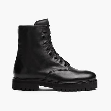 Botas con Cordones Thursday Boots Combat Cuero Mujer Negros | MX344UZG