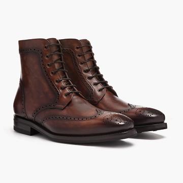 Botas con Cordones Thursday Boots Wingtip Cuero Hombre Marrom | MX134OKI