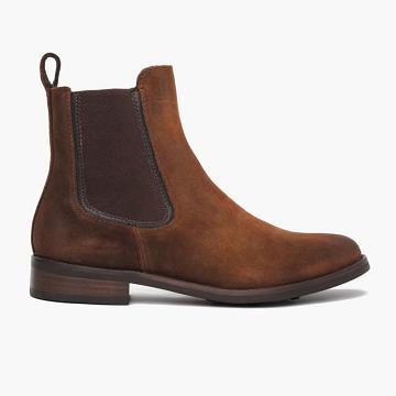 Botines Chelsea Thursday Boots Duchess Gamuza Mujer Cafes | MX366AHK