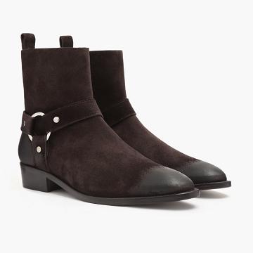 Botines Chelsea Thursday Boots Harness Gamuza Hombre Vino | MX30OKI