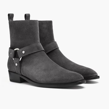 Botines Chelsea Thursday Boots Harness Gamuza Hombre Grises | MX32UZG