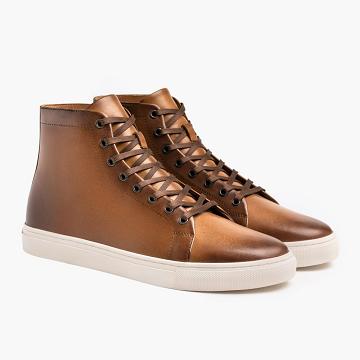 Tenis Thursday Boots Premier High Tops Cuero Hombre Dorados | MX216TCE