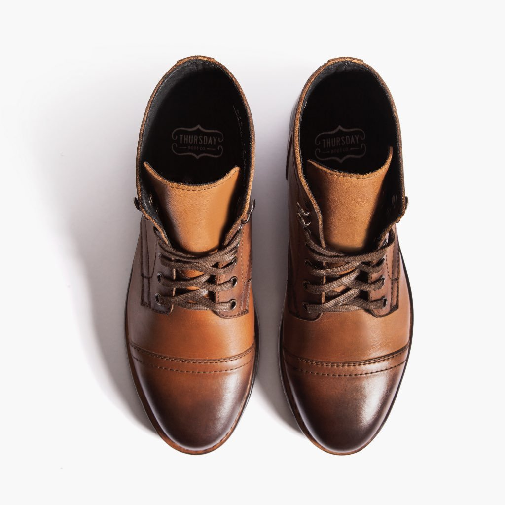 Botas con Cordones Thursday Boots Captain Cuero Rugged & Resilient Mujer Marrom | MX408XYU