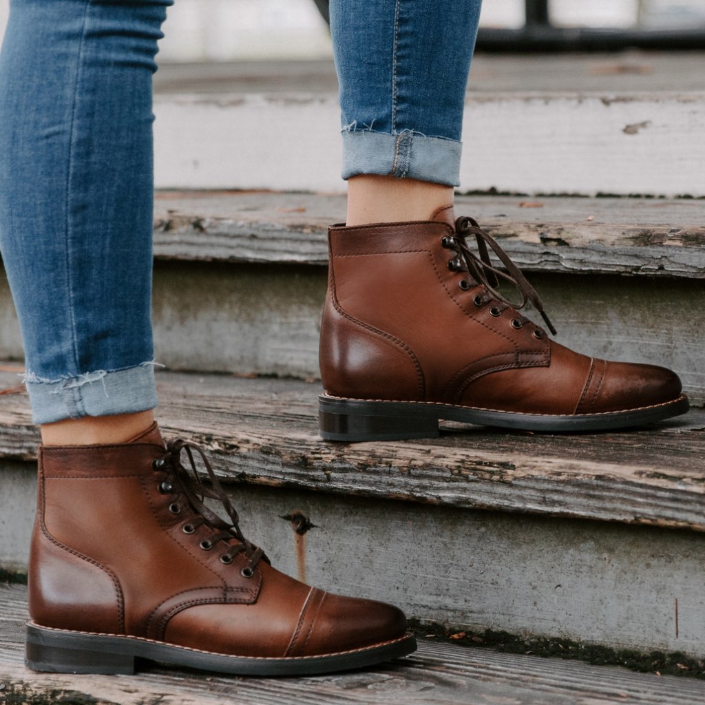 Botas con Cordones Thursday Boots Captain Cuero Rugged & Resilient Mujer Marrom | MX408XYU