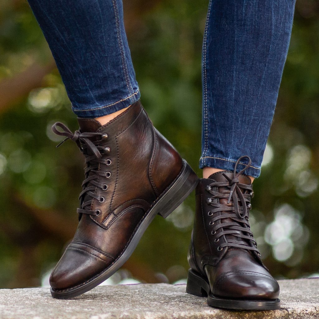 Botas con Cordones Thursday Boots Captain Cuero Rugged & Resilient Mujer Cafes | MX409ZUT