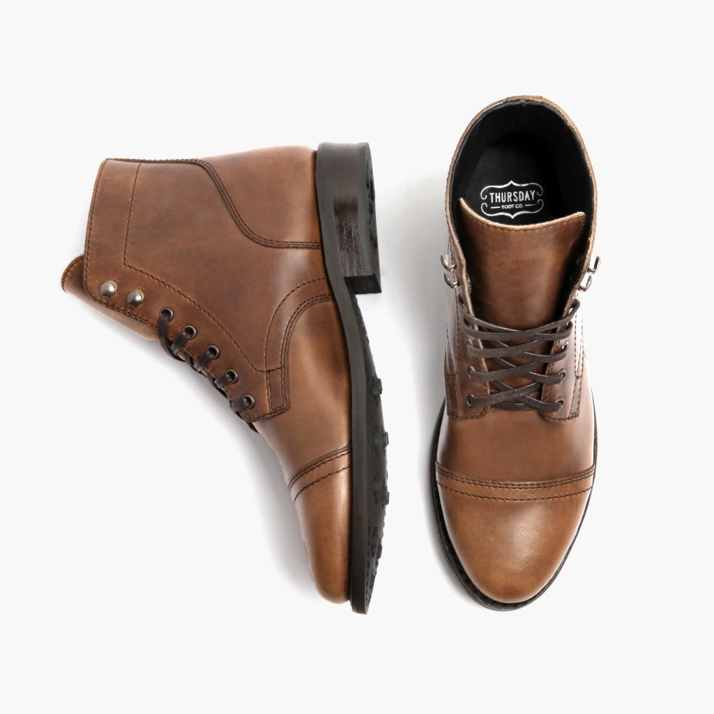 Botas con Cordones Thursday Boots Captain Cuero Rugged & Resilient Mujer Negros Cafes | MX410LIS