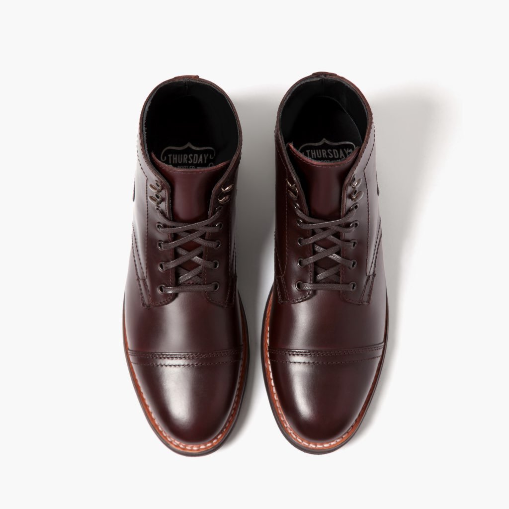 Botas con Cordones Thursday Boots Captain Cuero Hombre Vino | MX73KOR