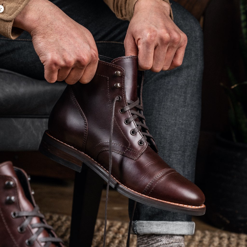 Botas con Cordones Thursday Boots Captain Cuero Hombre Vino | MX73KOR