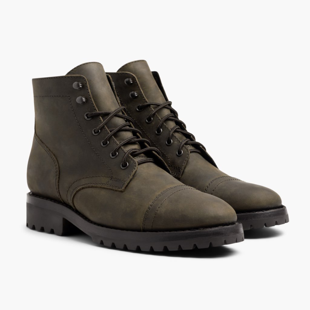 Botas con Cordones Thursday Boots Captain Cuero Hombre Verde Oliva | MX74JPQ