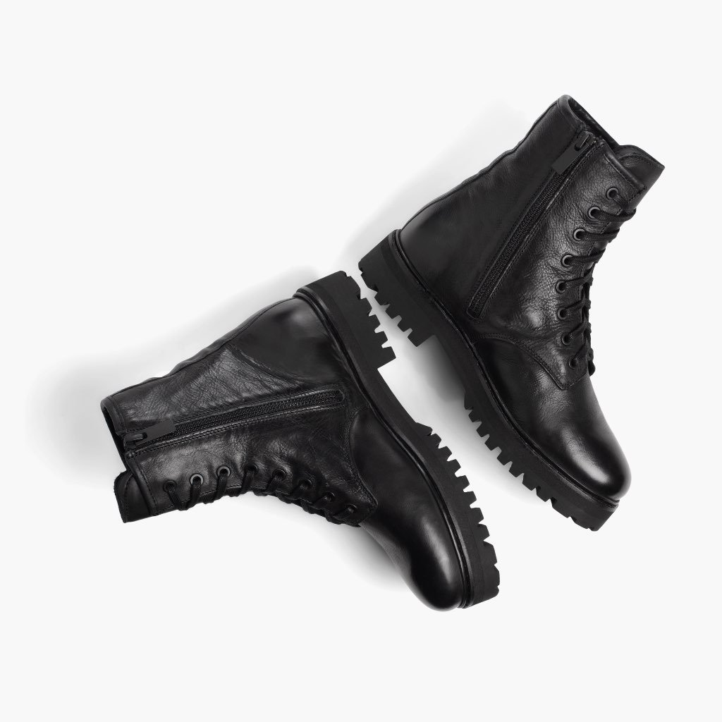 Botas con Cordones Thursday Boots Combat Cuero Mujer Negros | MX344UZG