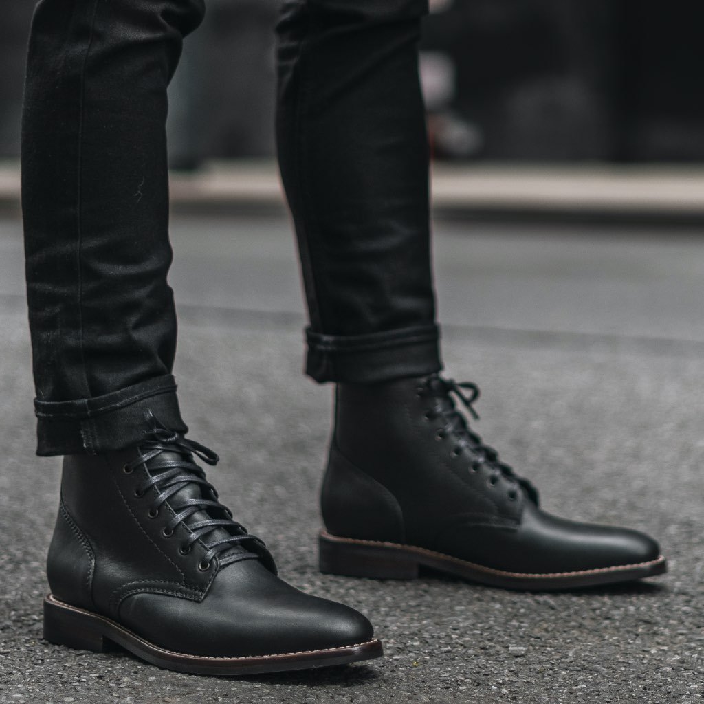 Botas con Cordones Thursday Boots President Cuero Hombre Negros | MX109ILH