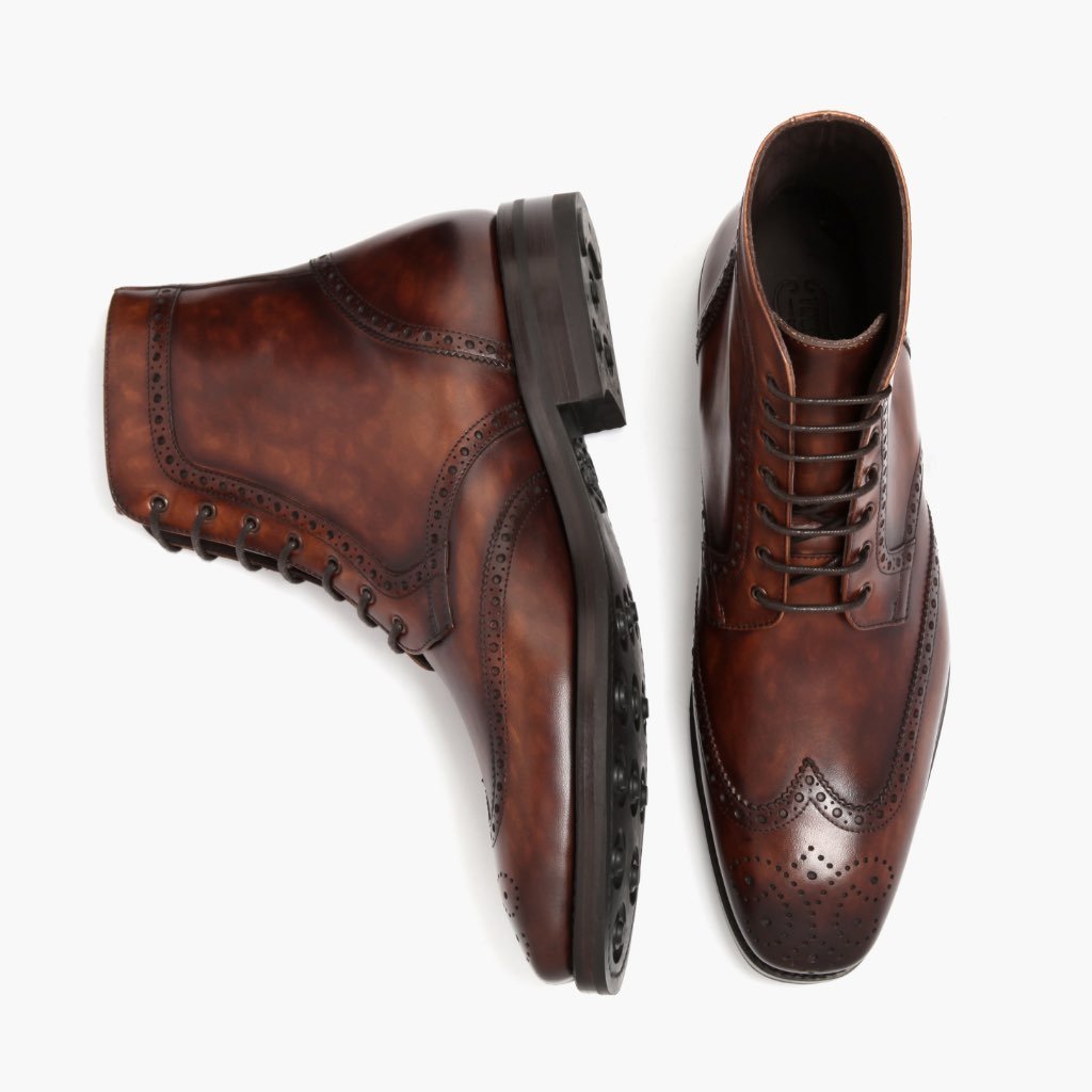 Botas con Cordones Thursday Boots Wingtip Cuero Hombre Marrom | MX134OKI